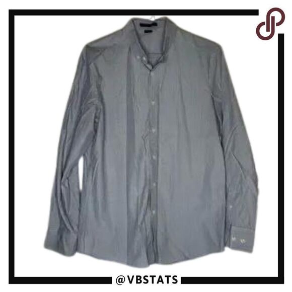 Theory Long Sleeve Gray-White Pin Striped Layton Shirt in Size Large - Picture 1 of 7
